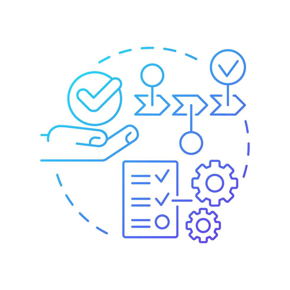 Set in order blue gradient concept icon. 5S methodology. Arrange items. Efficient workflow. Organization. Round shape line illustration. Abstract idea. Graphic design. Easy to use in article vector