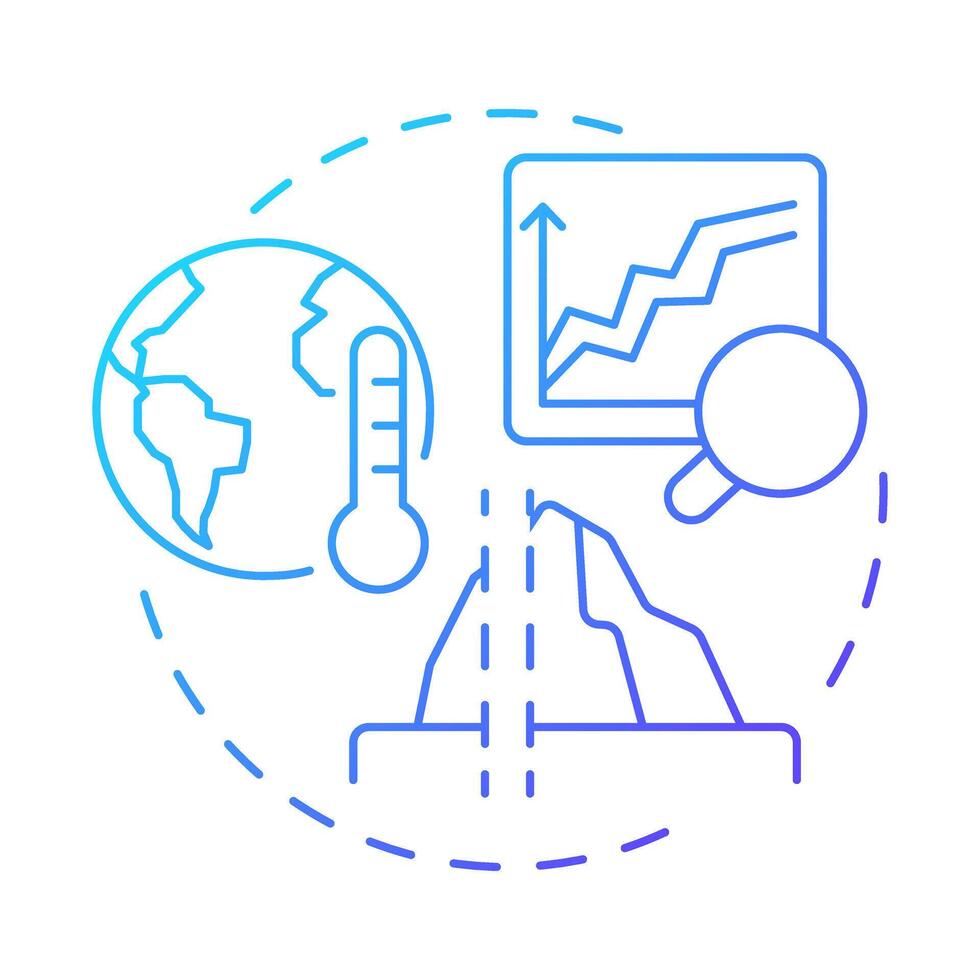 Climatology blue gradient concept icon. Long term patterns and averages of weather conditions. Atmospheric science. Round shape line illustration. Abstract idea. Graphic design. Easy to use in article vector