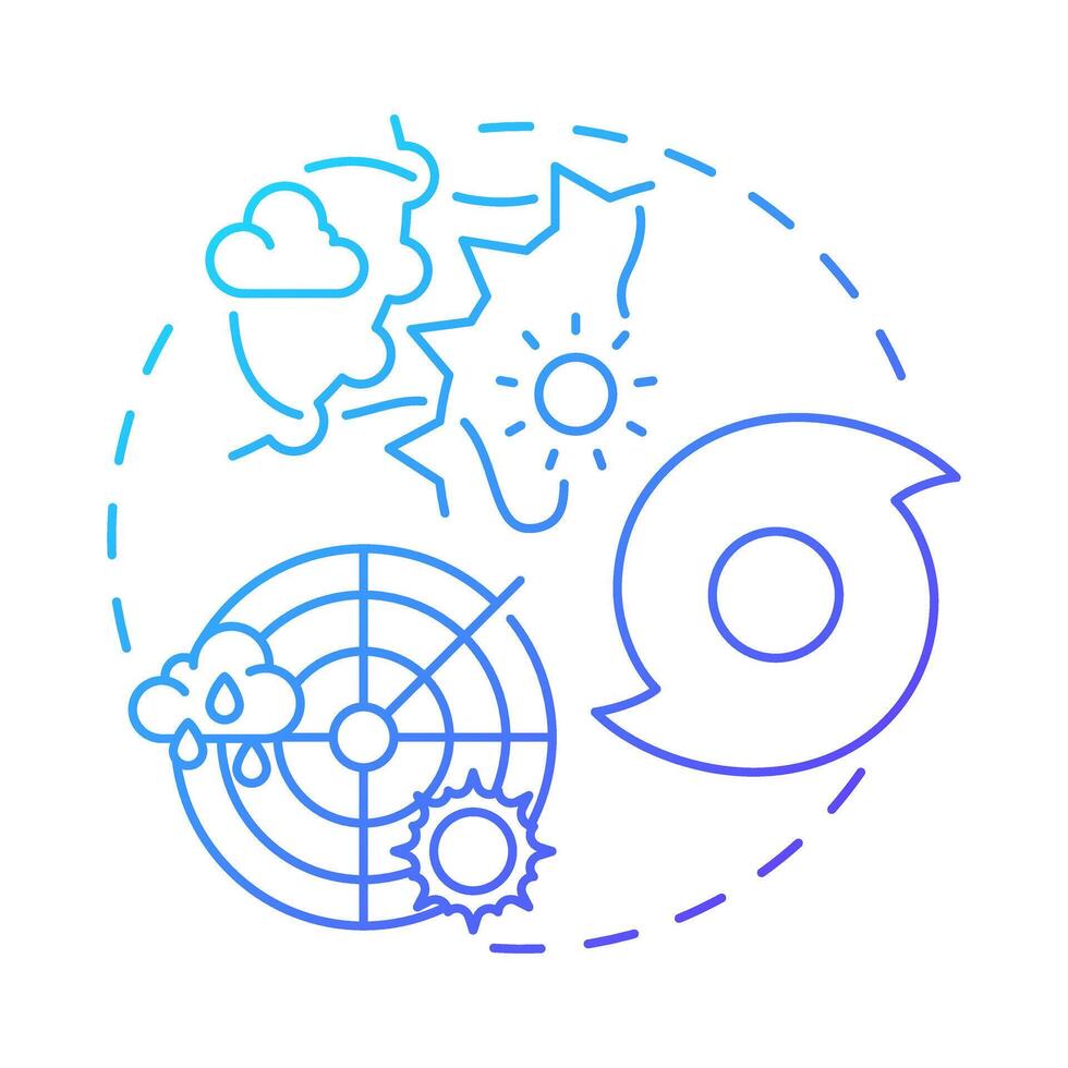 Meteorology blue gradient concept icon. Studying data for weather forecasting. Atmospheric science. Round shape line illustration. Abstract idea. Graphic design. Easy to use in presentation vector
