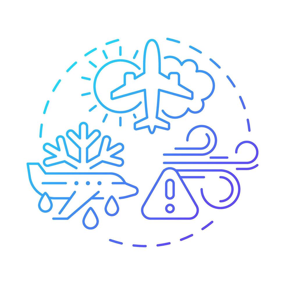 Aviation meteorology blue gradient concept icon. Weather conditions affecting air travel. Atmospheric science. Round shape line illustration. Abstract idea. Graphic design. Easy to use in presentation vector