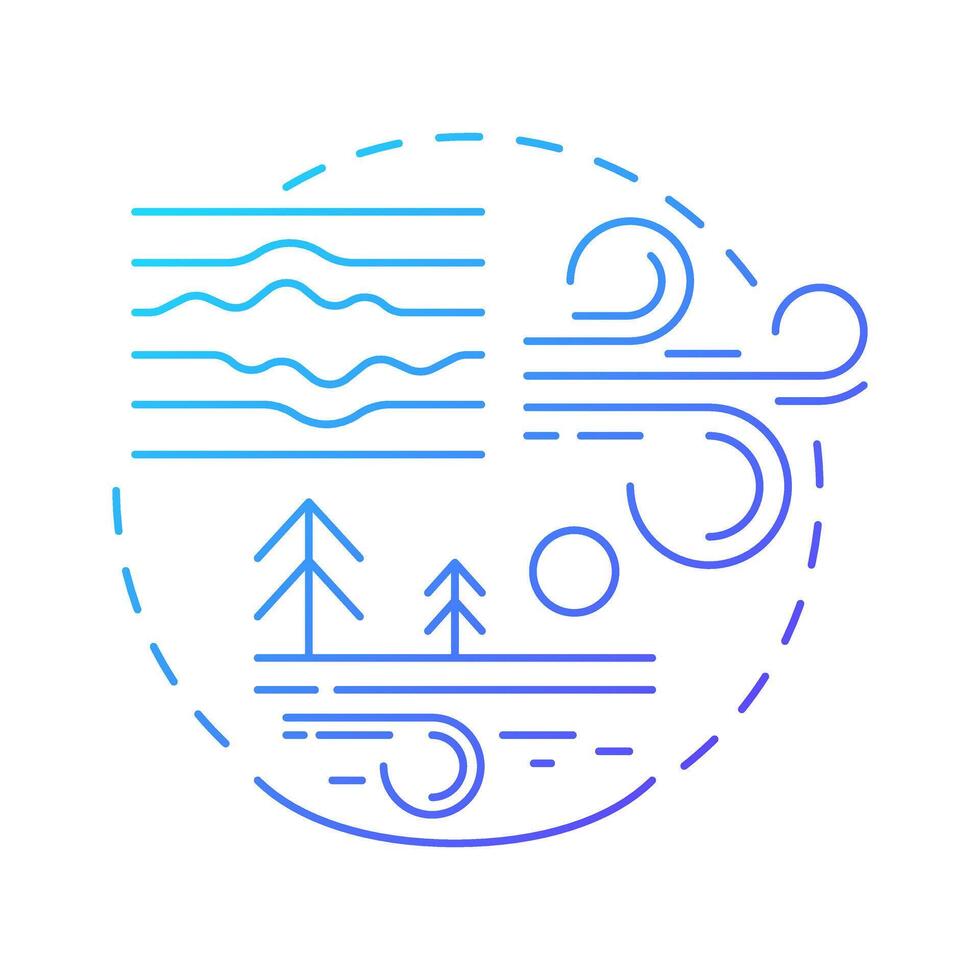 Microscale meteorology blue gradient concept icon. Smallest atmospheric phenomena studying. Local weather. Round shape line illustration. Abstract idea. Graphic design. Easy to use in article vector