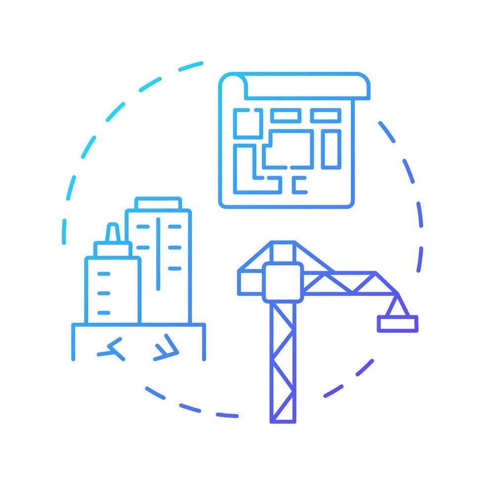 Foundation design blue gradient concept icon. Soil stability and safety. Application of geotechnical report. Round shape line illustration. Abstract idea. Graphic design. Easy to use in article vector