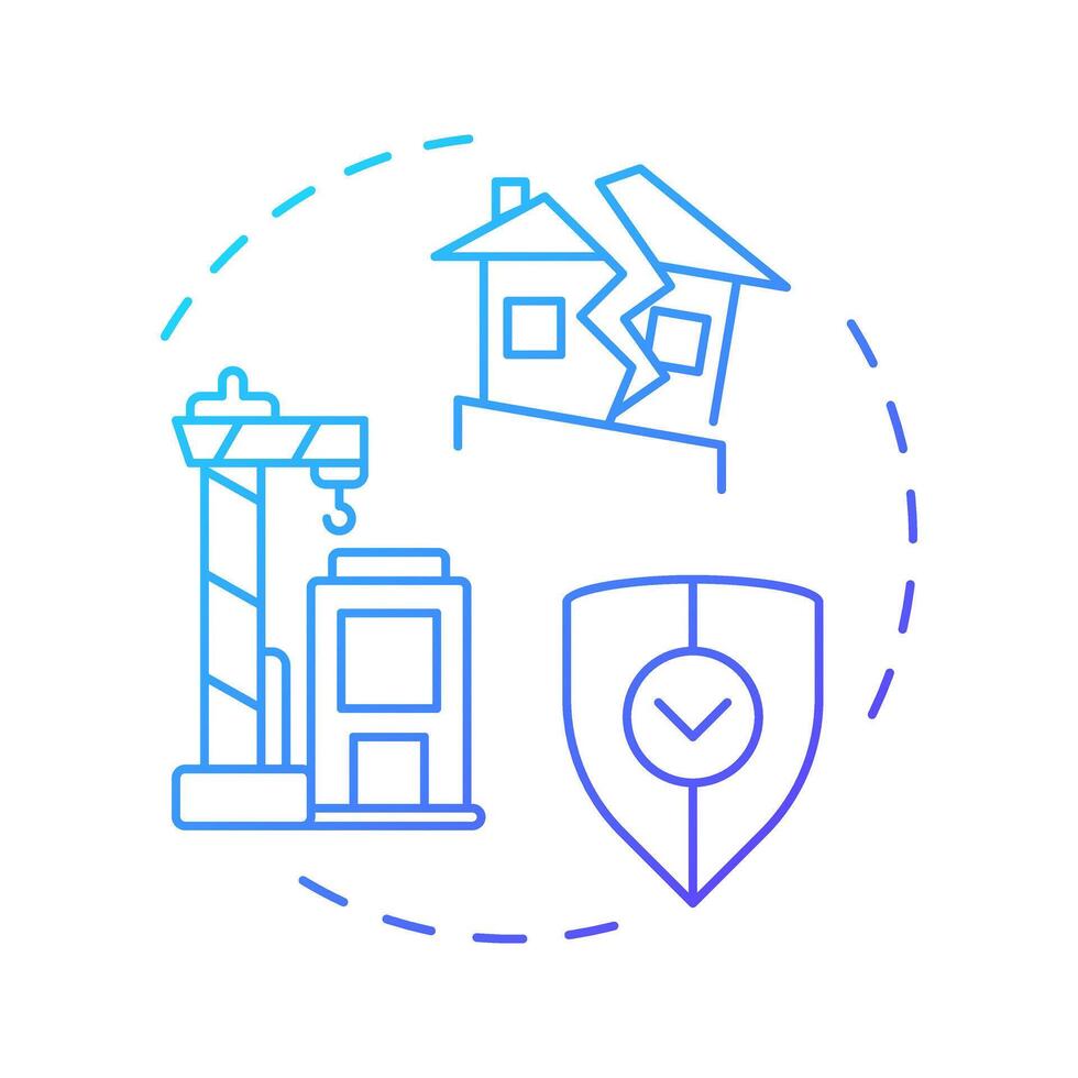 Earthquake engineering blue gradient concept icon. Structures withstanding seismic activity designing. Geotech. Round shape line illustration. Abstract idea. Graphic design. Easy to use in article vector