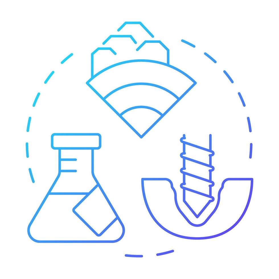 Boring blue gradient concept icon. Drilling holes into ground to obtain soil. Geotechnical survey. Round shape line illustration. Abstract idea. Graphic design. Easy to use in presentation vector