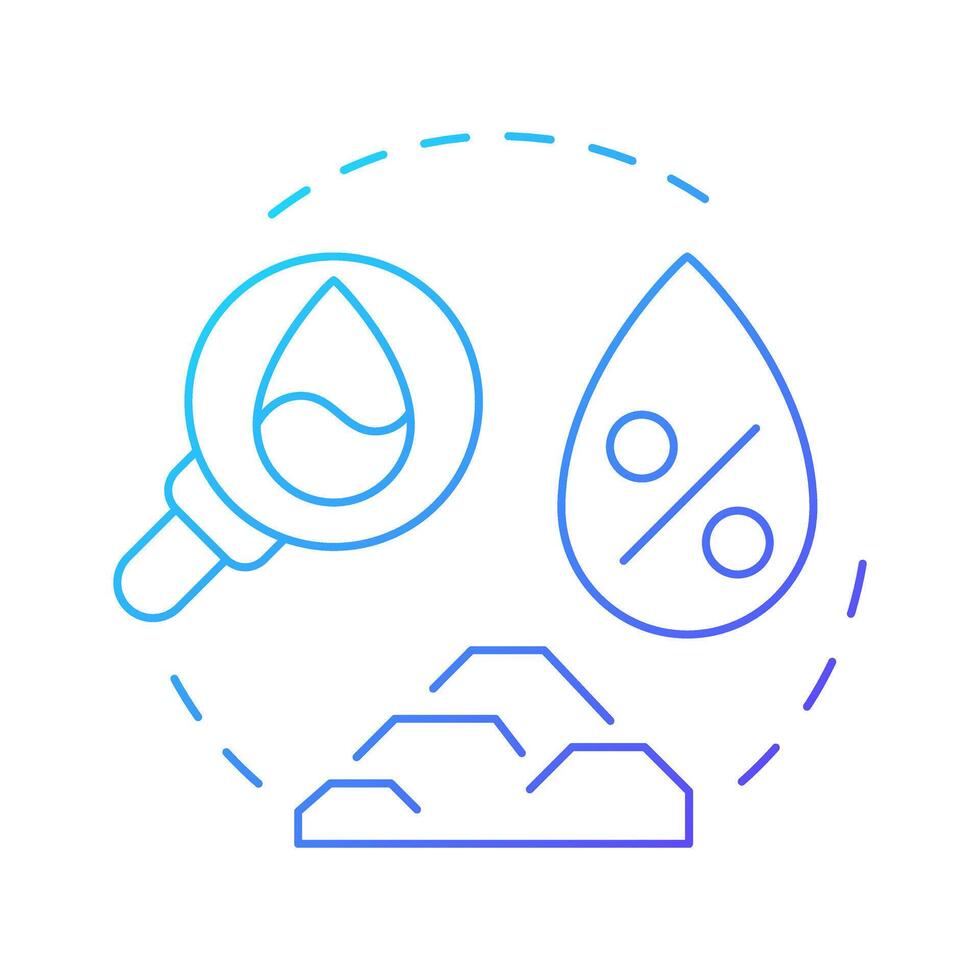Moisture content test blue gradient concept icon. Measuring amount of water in ground. Geotech exploration. Round shape line illustration. Abstract idea. Graphic design. Easy to use in presentation vector