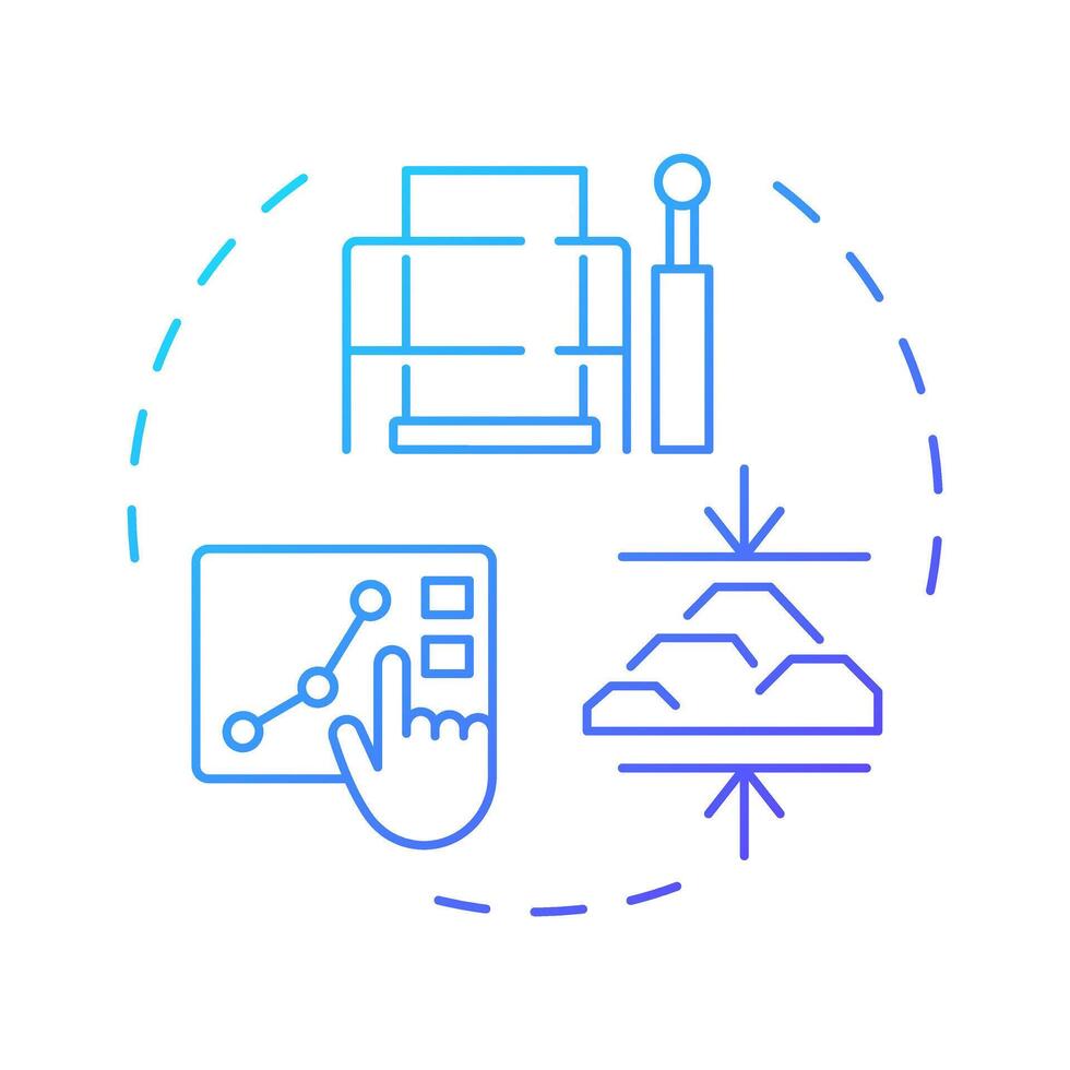 Proctor compaction test blue gradient concept icon. Optimum moisture content for soil maximum dry density. Round shape line illustration. Abstract idea. Graphic design. Easy to use in presentation vector