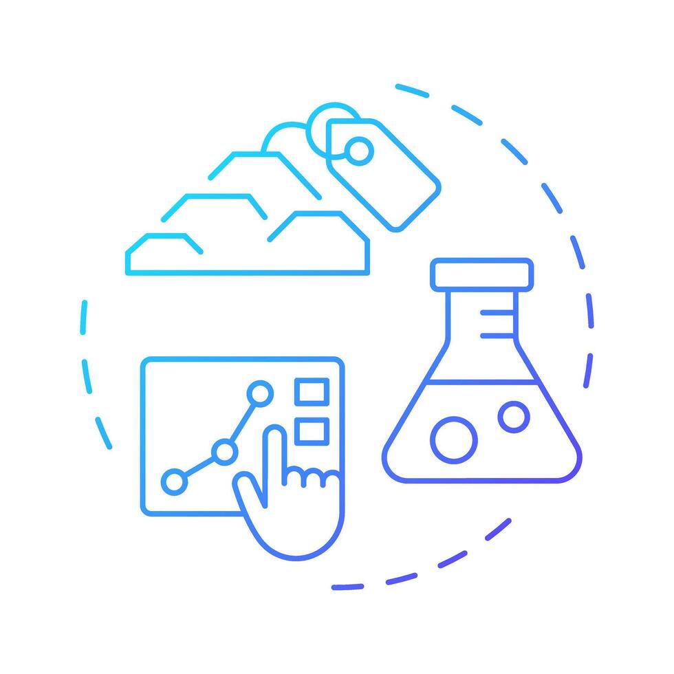 Laboratory testing of soils and rocks blue gradient concept icon. Geotechnical investigation procedure. Round shape line illustration. Abstract idea. Graphic design. Easy to use in article vector
