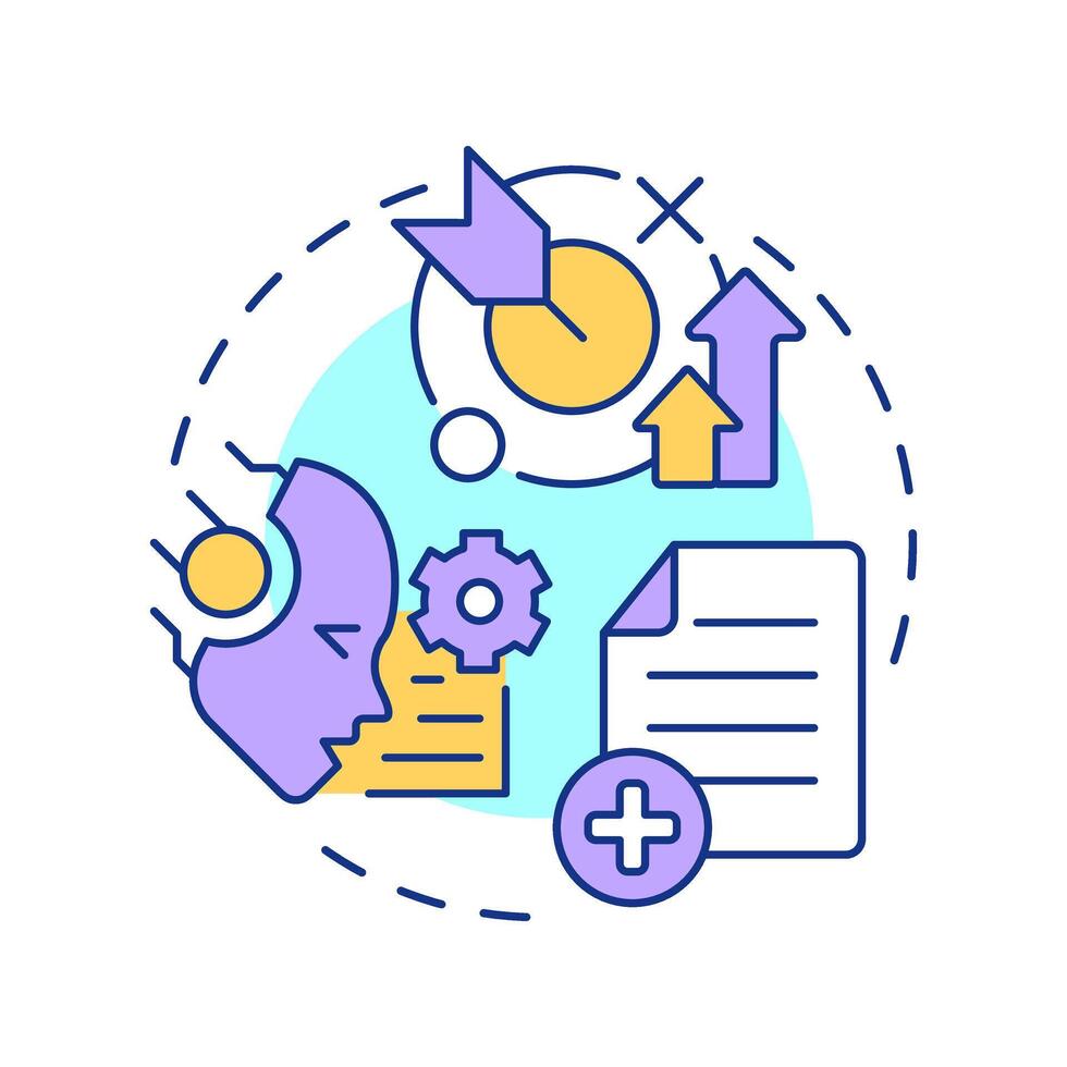 Augmentation multi color concept icon. LLM prompt enlargement possibility. RAG technology process type. Round shape line illustration. Abstract idea. Graphic design. Easy to use in presentation vector