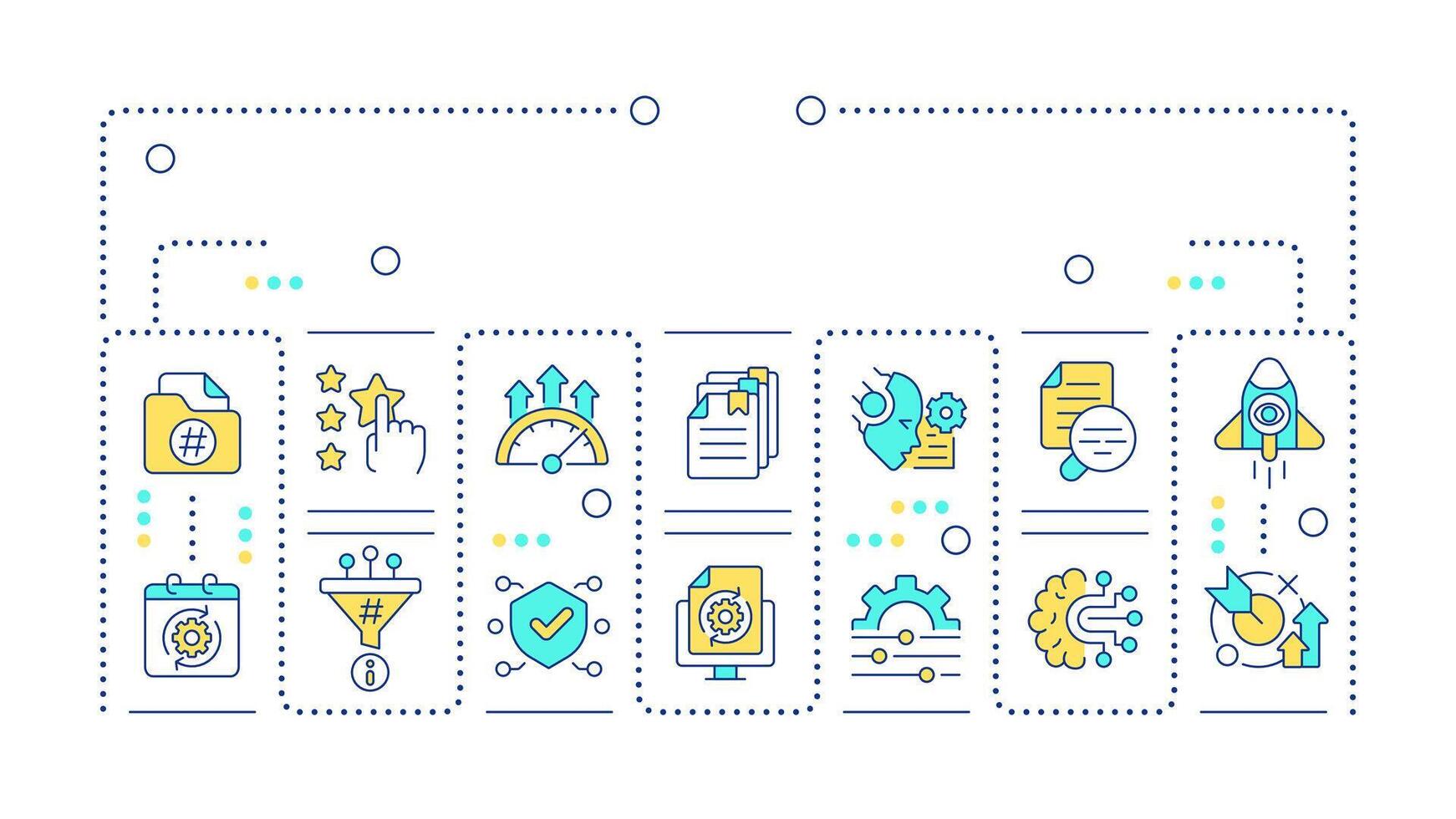 Retrieval augmented generation purple word concept. Using AI technologies in data processing. Creative illustration banner surrounded by editable line colorful icons vector