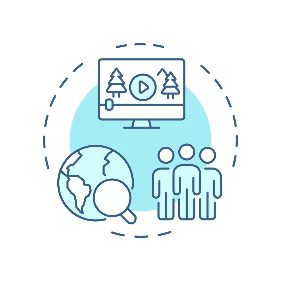 TV and audience soft blue concept icon. Collecting data about viewers. Customers measurement method. Round shape line illustration. Abstract idea. Graphic design. Easy to use in presentation vector
