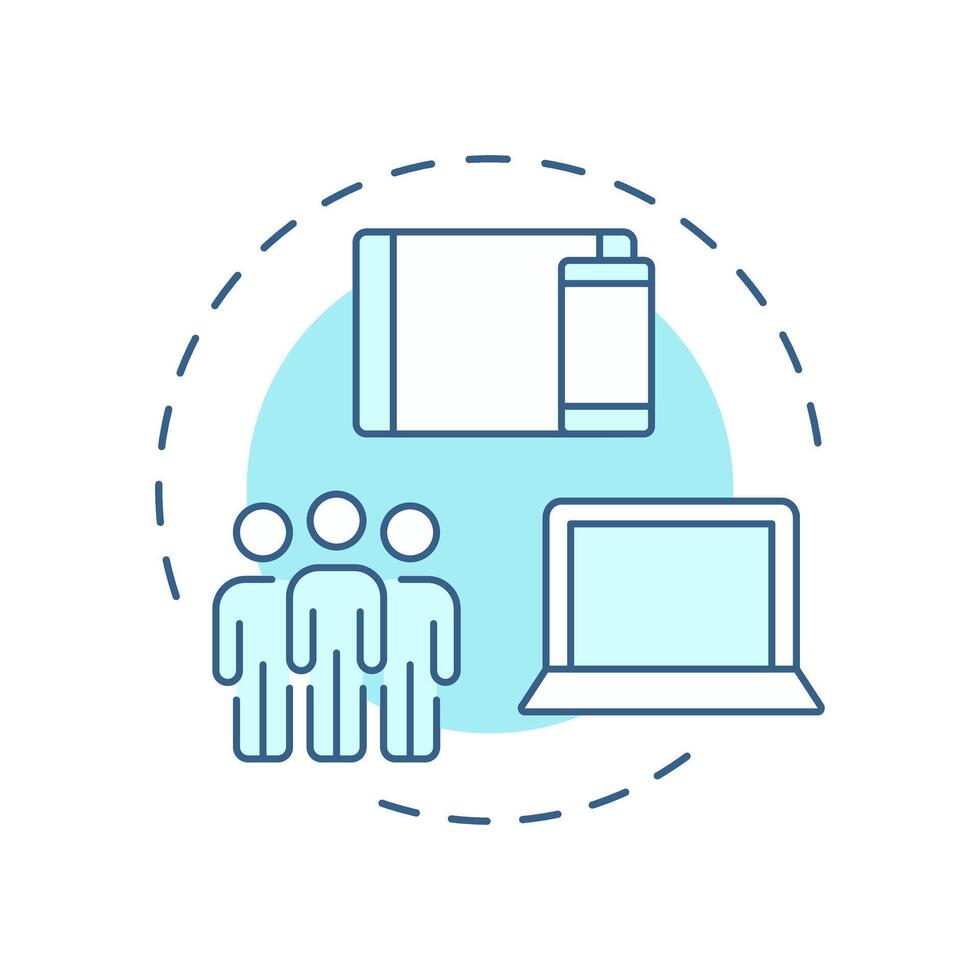 Cross platform audience soft blue concept icon. Tracks customers behavior across multiple media channels. Round shape line illustration. Abstract idea. Graphic design. Easy to use in presentation vector