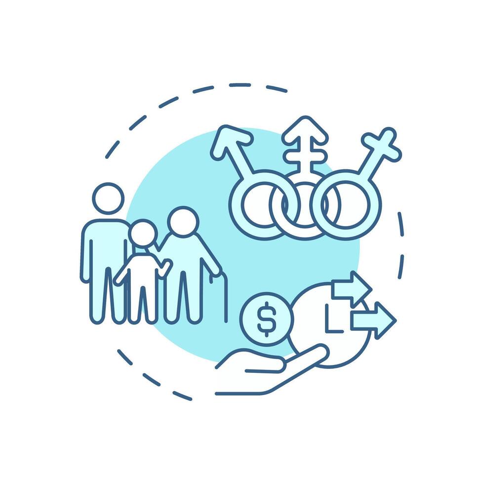 Demographic analysis soft blue concept icon. Examining basic characteristics. Audience measurement. Round shape line illustration. Abstract idea. Graphic design. Easy to use in infographic vector