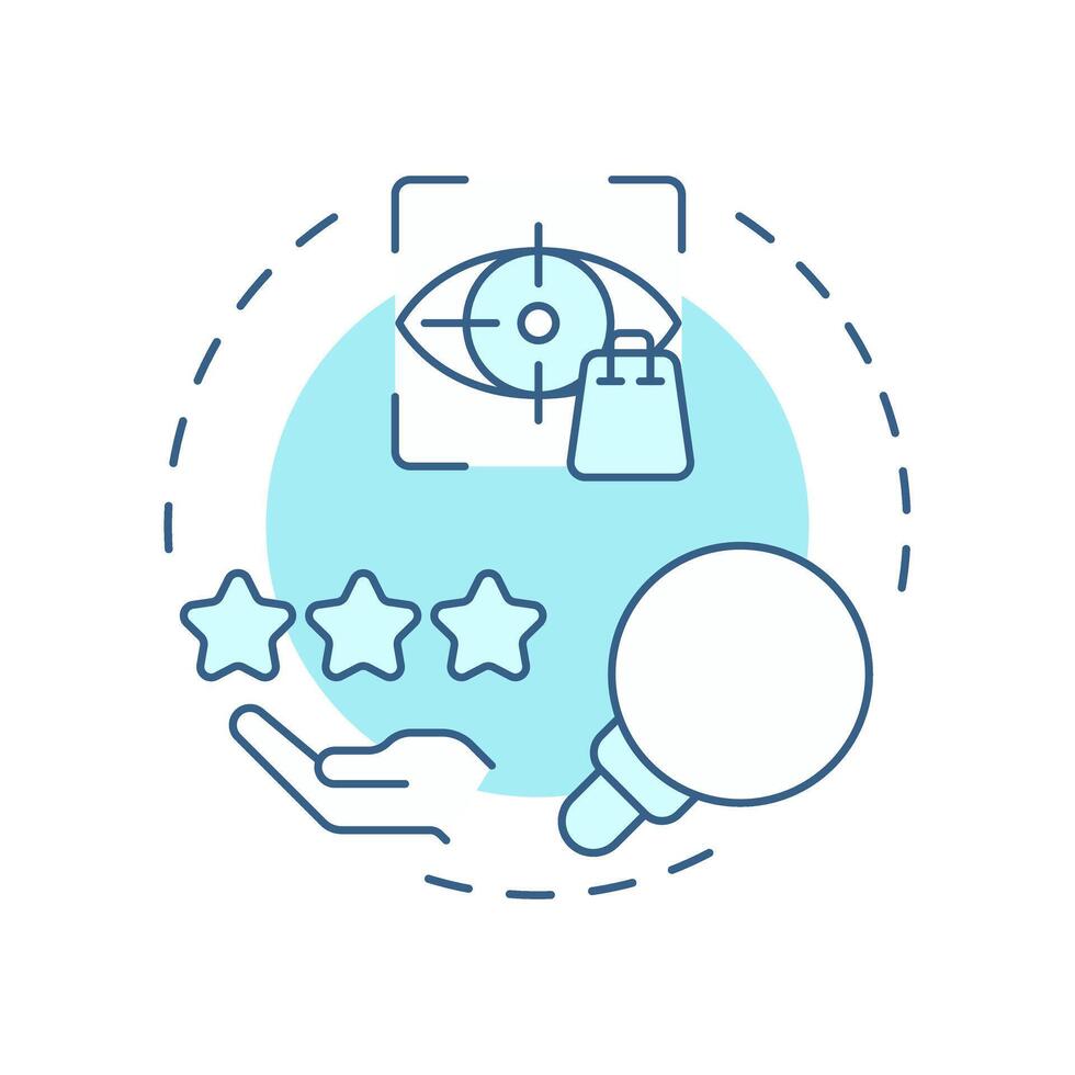 Analyze current customers soft blue concept icon. Work with actual base. Audience behavior research step. Round shape line illustration. Abstract idea. Graphic design. Easy to use in presentation vector