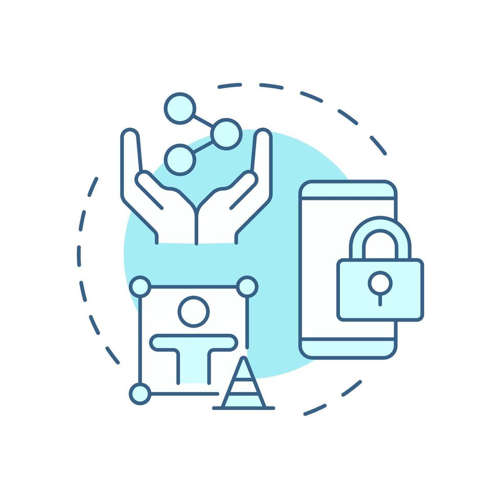 Walled gardens soft blue concept icon. Platforms with restricted content service. Digital experience. Round shape line illustration. Abstract idea. Graphic design. Easy to use in infographic vector