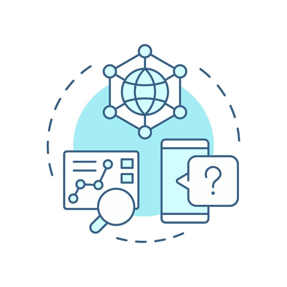 Check social media soft blue concept icon. Analyzing content generating active interactions. SMM strategy. Round shape line illustration. Abstract idea. Graphic design. Easy to use in infographic vector