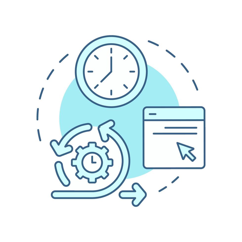 Average session duration soft blue concept icon. Spending time on website. Audience engagement metric. Round shape line illustration. Abstract idea. Graphic design. Easy to use in infographic vector