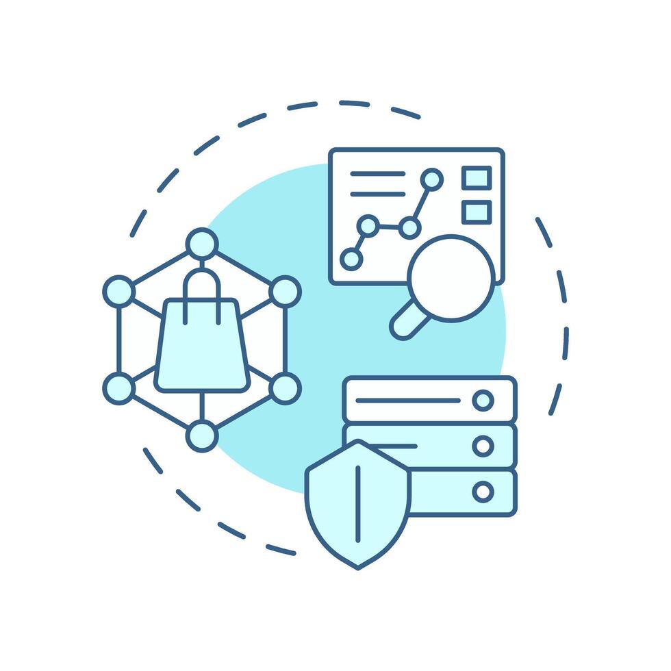 First party data soft blue concept icon. Users interaction with company website analysis. Audience research. Round shape line illustration. Abstract idea. Graphic design. Easy to use in infographic vector