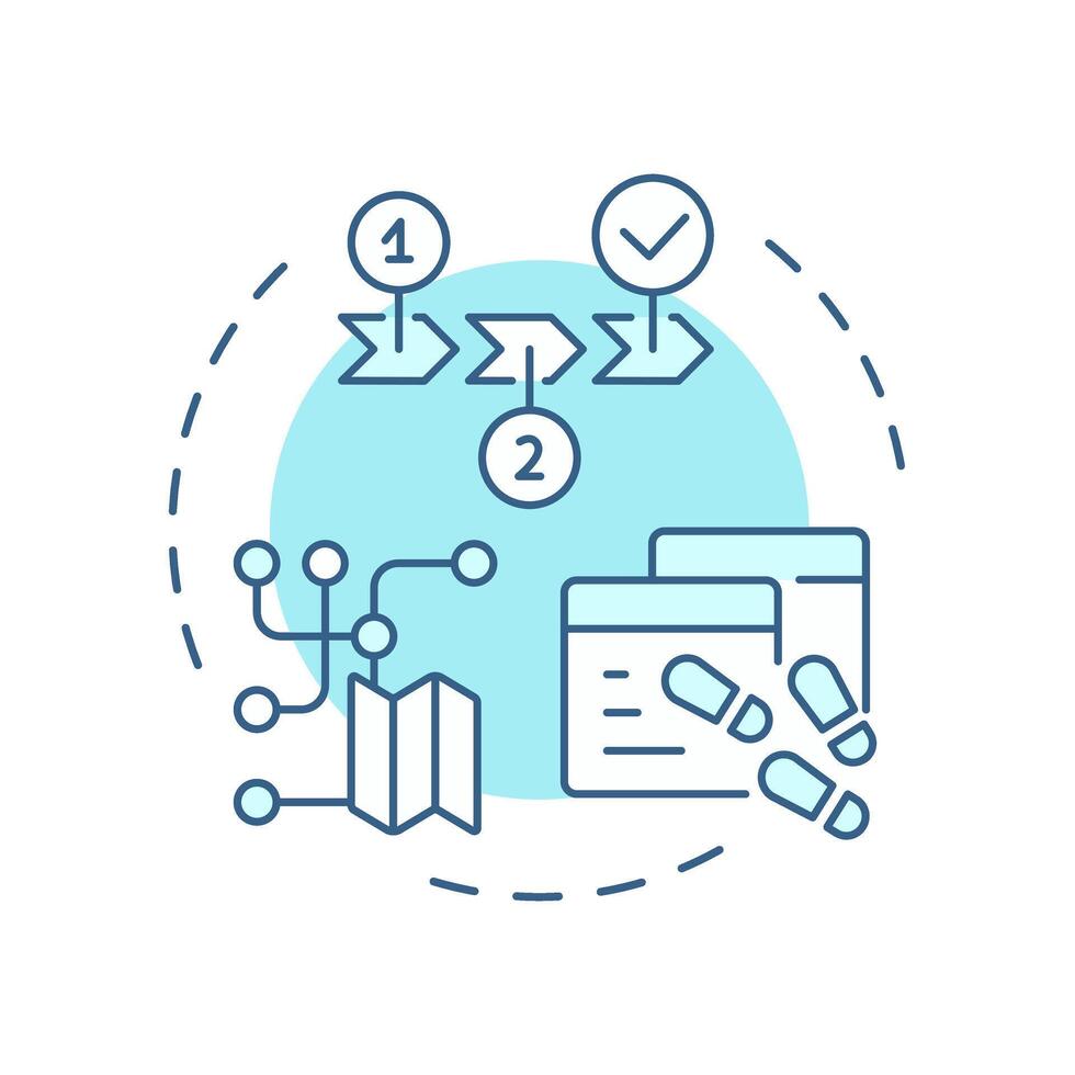 User journey mapping soft blue concept icon. Identify friction points. Website visitor tracking method. Round shape line illustration. Abstract idea. Graphic design. Easy to use in presentation vector