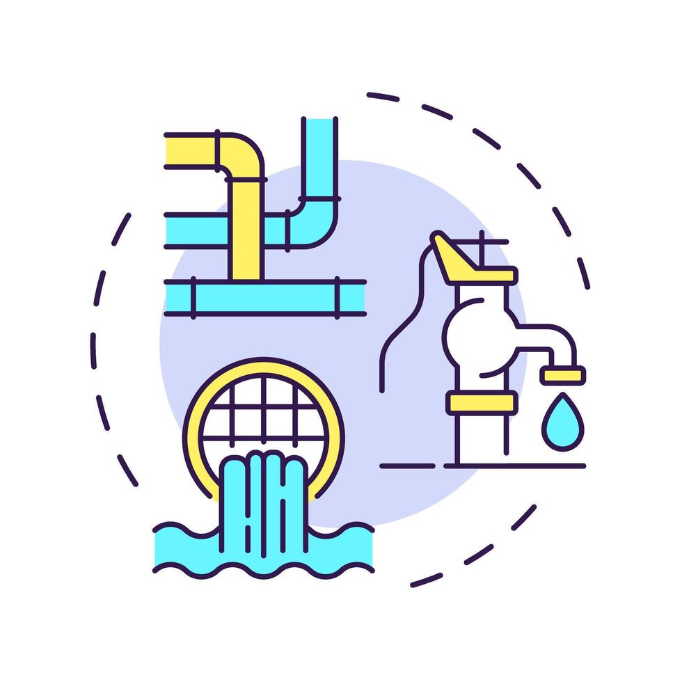 Water multi color concept icon. Liquids treatment and sanitation. Recycling importance for environment. Round shape line illustration. Abstract idea. Graphic design. Easy to use in article vector