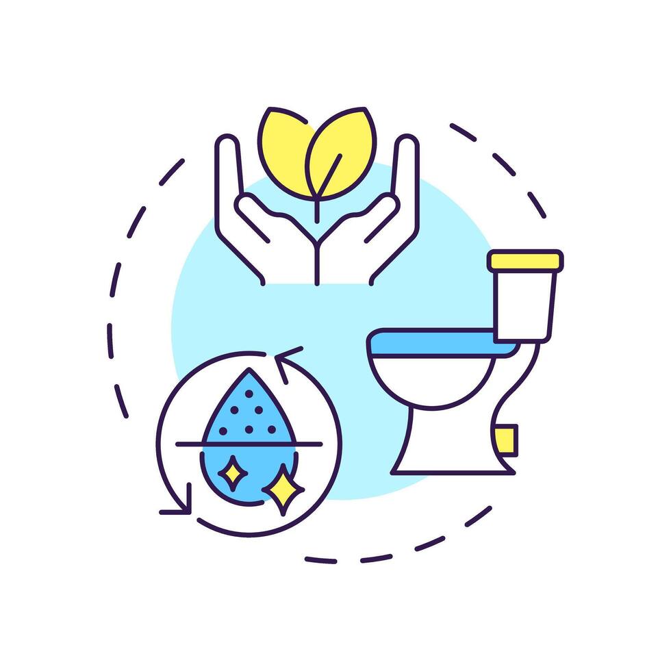 Onsite water reuse multi color concept icon. Wastewater processing and recycling. Liquid treatment process. Round shape line illustration. Abstract idea. Graphic design. Easy to use in booklet vector
