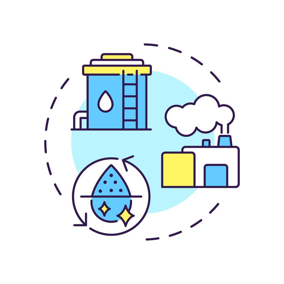 Industrial water reuse multi color concept icon. Manufacturing and production facilities needs. Liquid usage. Round shape line illustration. Abstract idea. Graphic design. Easy to use in article vector