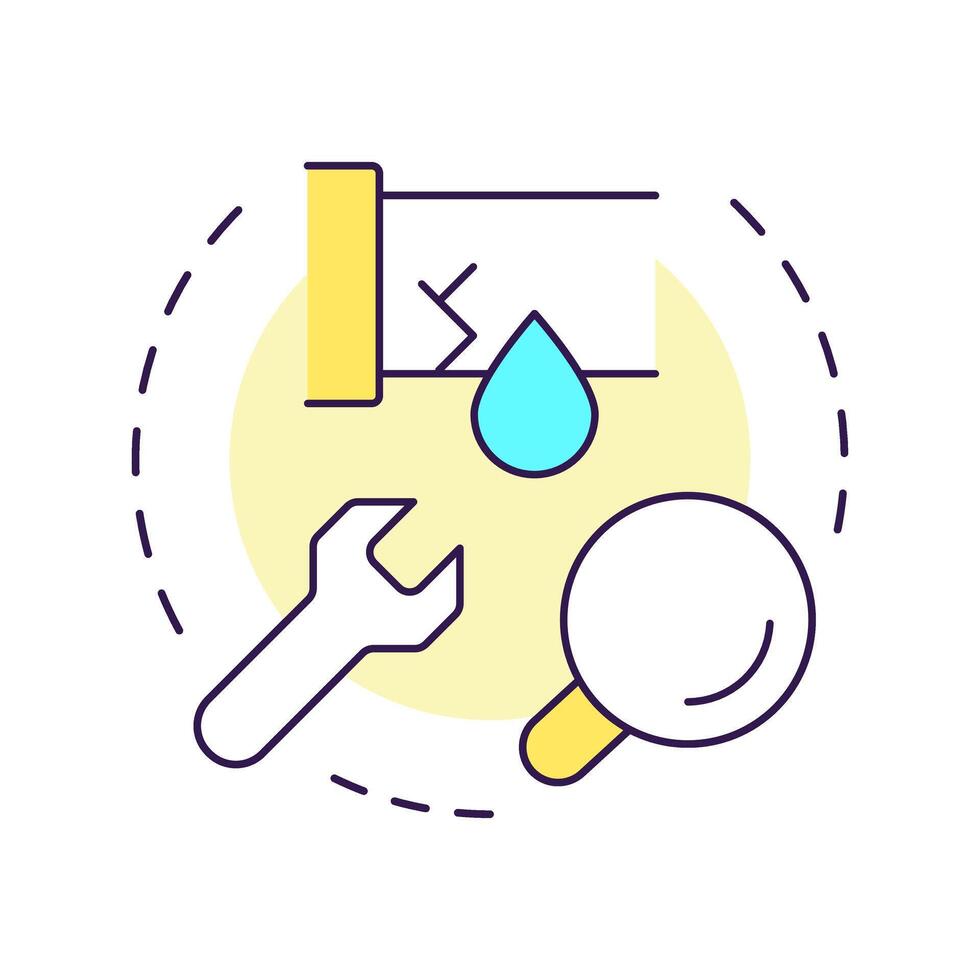 Check for water leaks multi color concept icon. Maintaining household plumbing system. Sustainability. Round shape line illustration. Abstract idea. Graphic design. Easy to use in booklet vector
