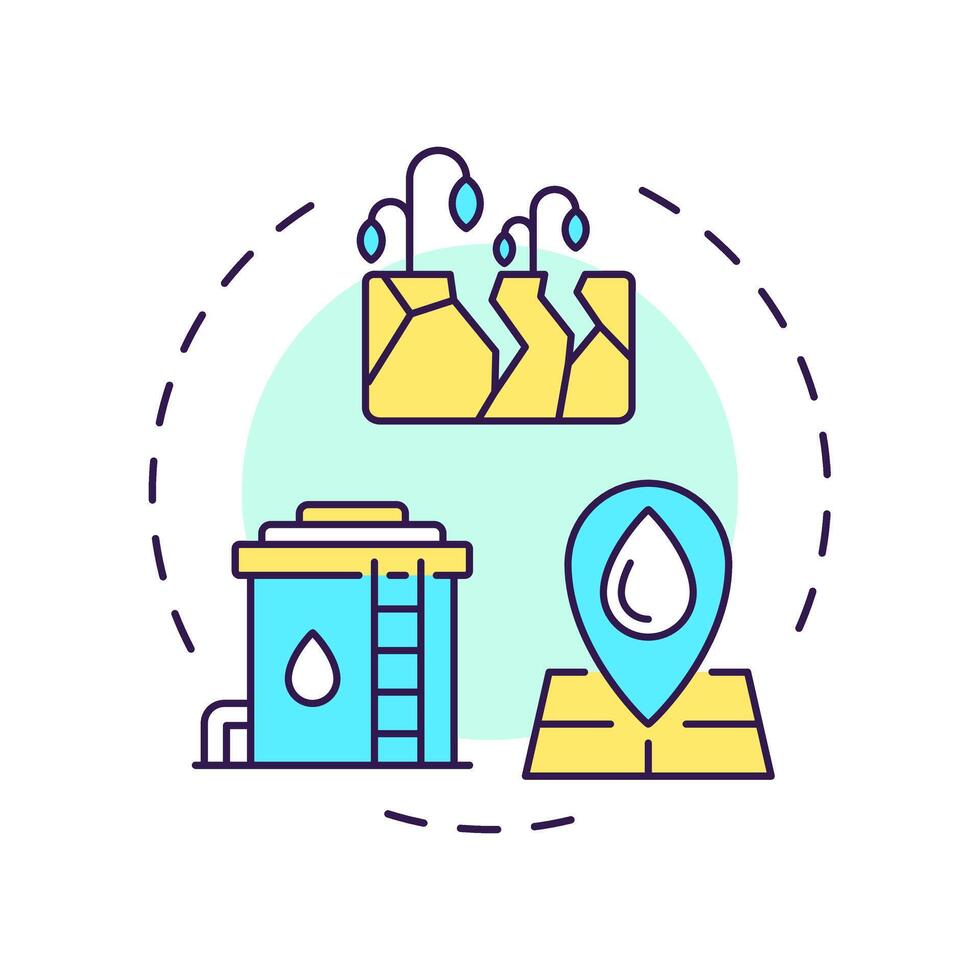 Drought resilience multi color concept icon. Low precipitation periods surviving. Benefit of water recycling. Round shape line illustration. Abstract idea. Graphic design. Easy to use in article vector