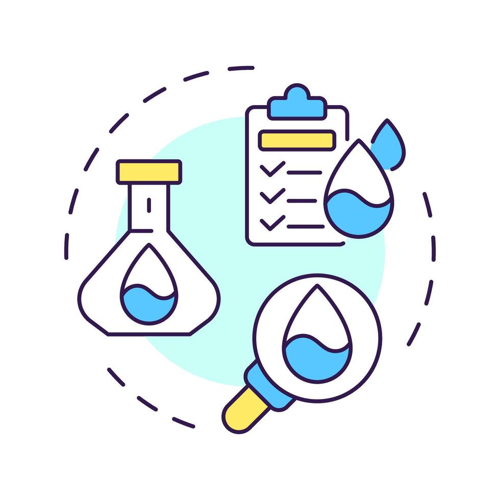 Water quality multi color concept icon. Laboratory research of liquids properties. Scientific testing methods. Round shape line illustration. Abstract idea. Graphic design. Easy to use in booklet vector