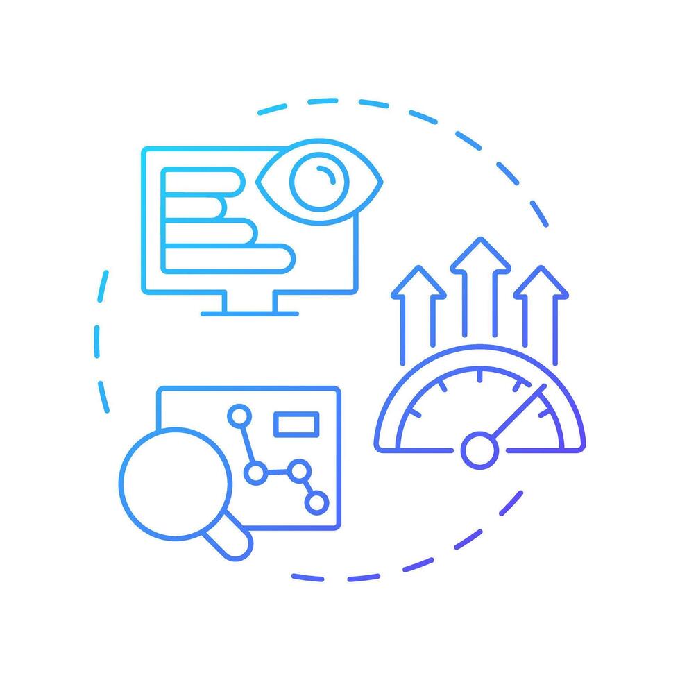 Field service metrics blue gradient concept icon. Performance indicators. Key component of FSM. Round shape line illustration. Abstract idea. Graphic design. Easy to use in article vector