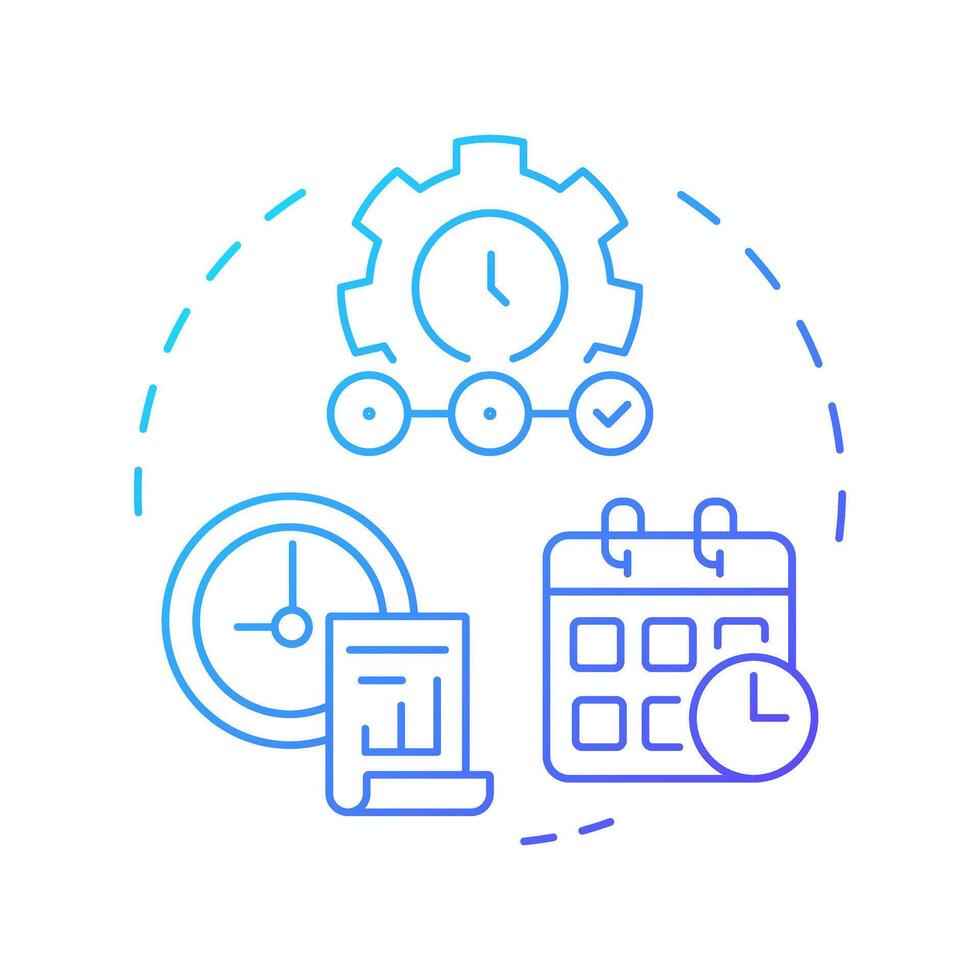 Time accounting blue gradient concept icon. Real-time tracking and monitoring. Field service management. Round shape line illustration. Abstract idea. Graphic design. Easy to use in article vector