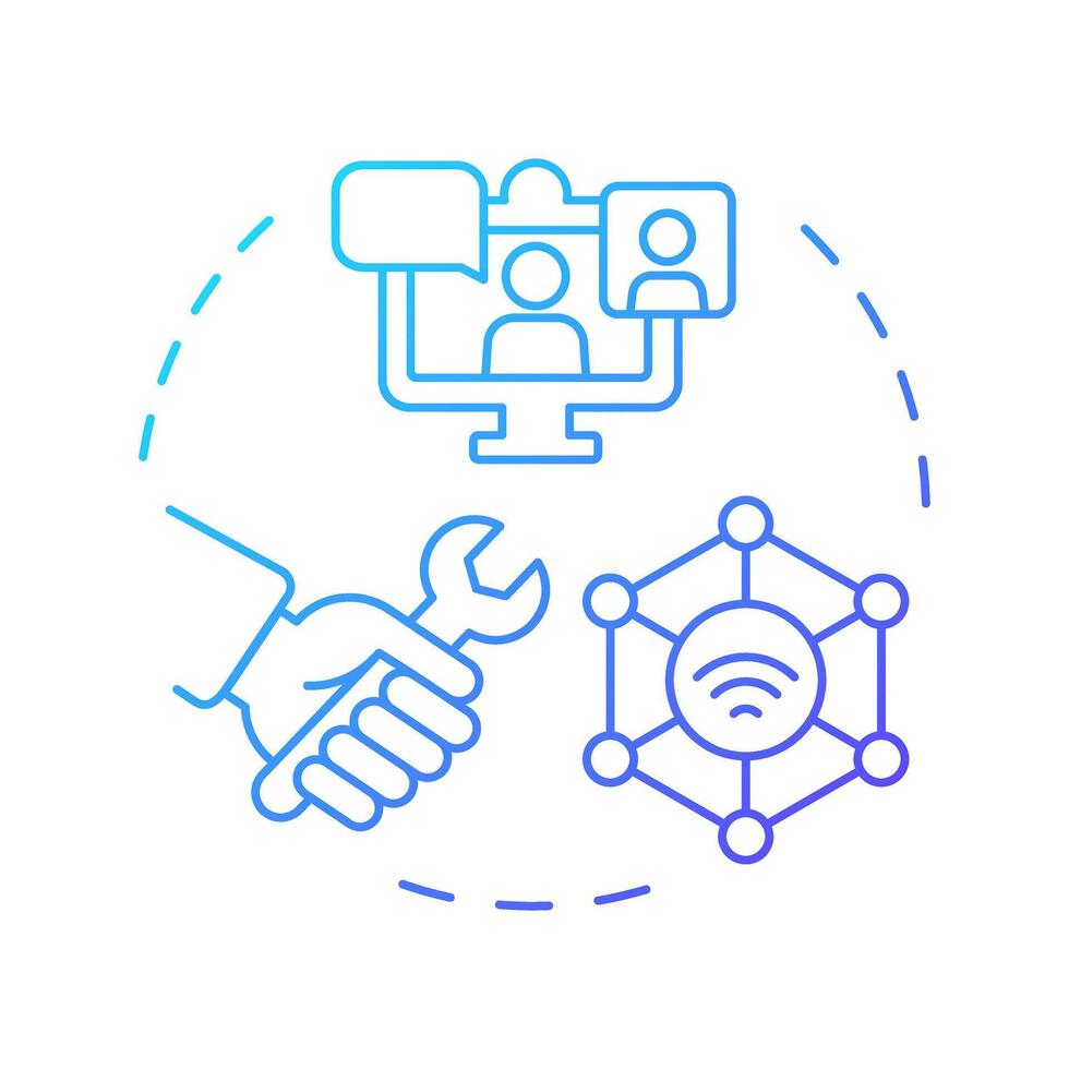 Remote support blue gradient concept icon. Real-time tracking and monitoring. Field service management. Round shape line illustration. Abstract idea. Graphic design. Easy to use in article vector