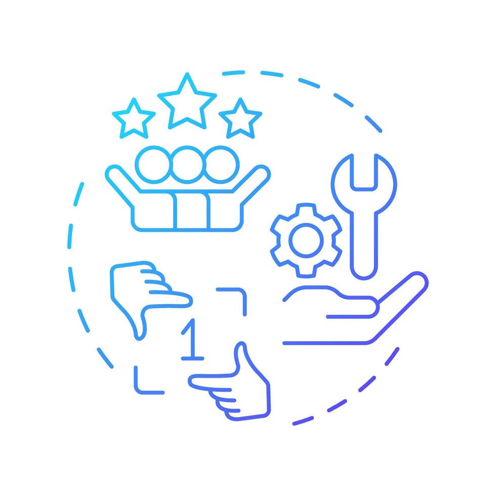 Improve first-time fix rate blue gradient concept icon. Benefit of FSM. Field service management. Round shape line illustration. Abstract idea. Graphic design. Easy to use in article vector