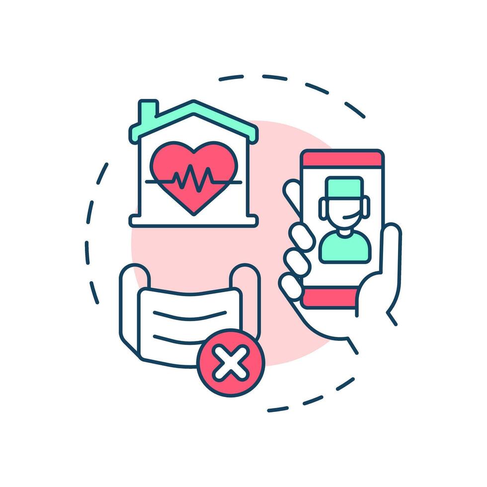 Avoid exposure to illness multi color concept icon. Contagious illnesses prevent. Benefit of telehealth. Round shape line illustration. Abstract idea. Graphic design. Easy to use in presentation vector