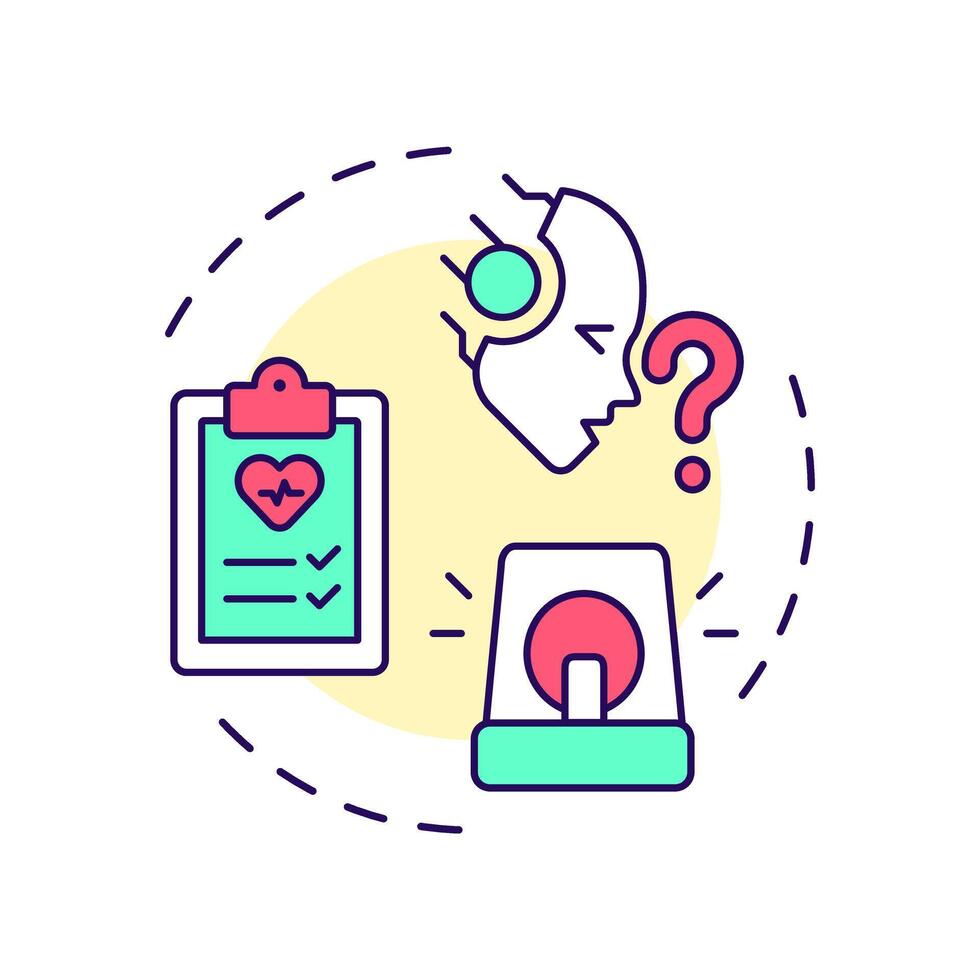 Emergency advice multi color concept icon. Medical assessment in urgent care. Healthcare chatbot use case. Round shape line illustration. Abstract idea. Graphic design. Easy to use in booklet vector