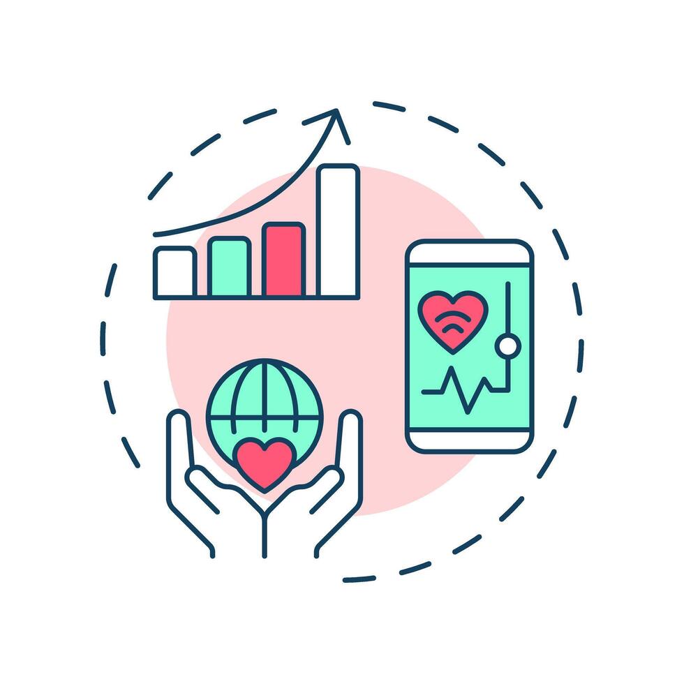 Increase access to care multi color concept icon. Removes barriers to healthcare. Benefit of telehealth. Round shape line illustration. Abstract idea. Graphic design. Easy to use in presentation vector