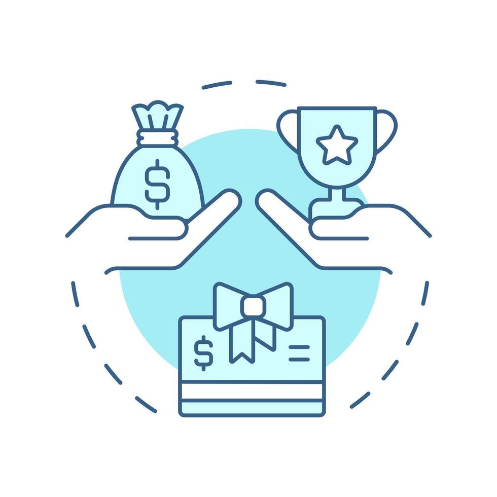 Compensation management soft blue concept icon. Strategy of employee reward implementation. Corporate HR. Round shape line illustration. Abstract idea. Graphic design. Easy to use in presentation vector
