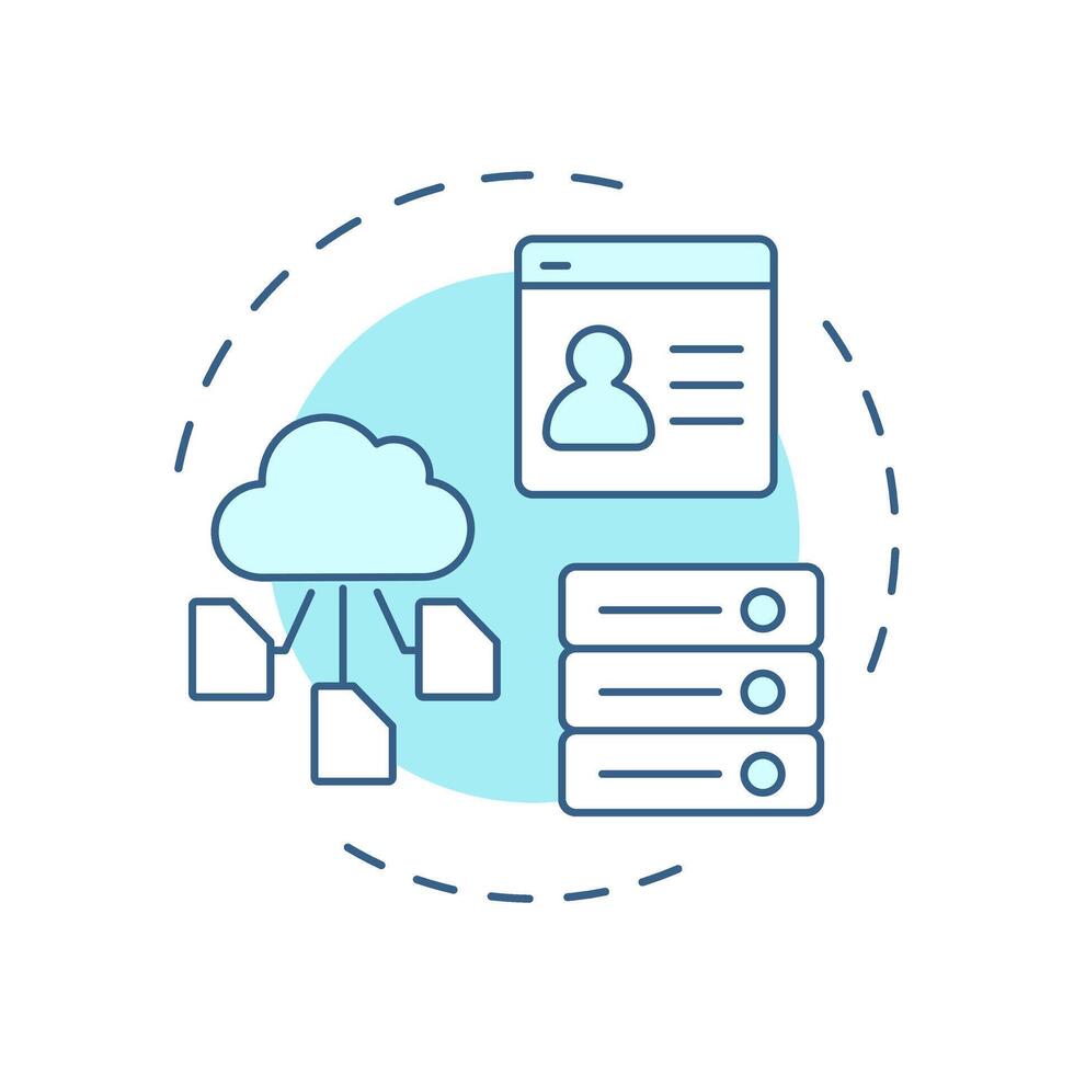 Employee data management soft blue concept icon. Database storage. Human resource information system. Round shape line illustration. Abstract idea. Graphic design. Easy to use in presentation vector