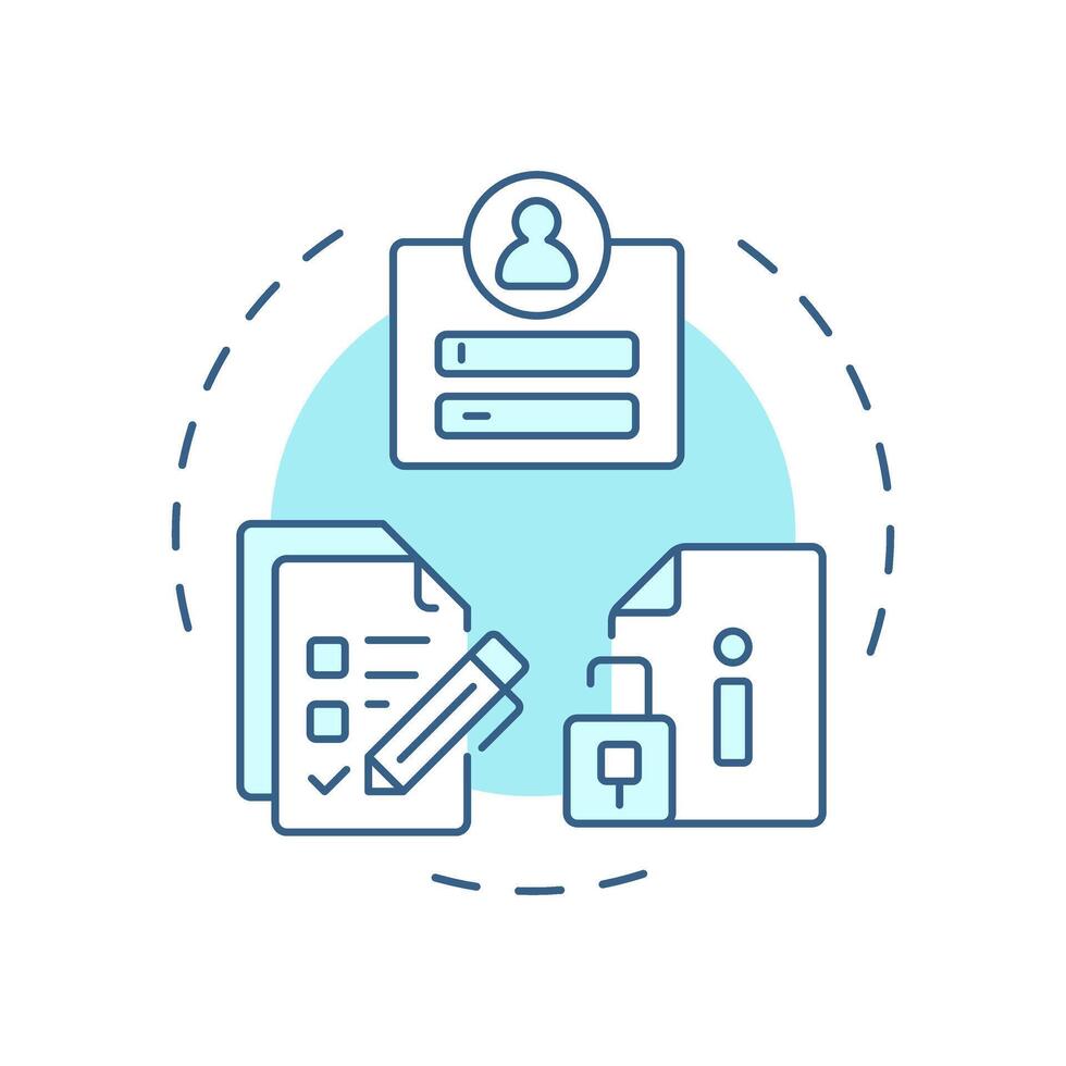 Employee self service soft blue concept icon. Digital platform to access personal data. Operational HR. Round shape line illustration. Abstract idea. Graphic design. Easy to use in brochure vector