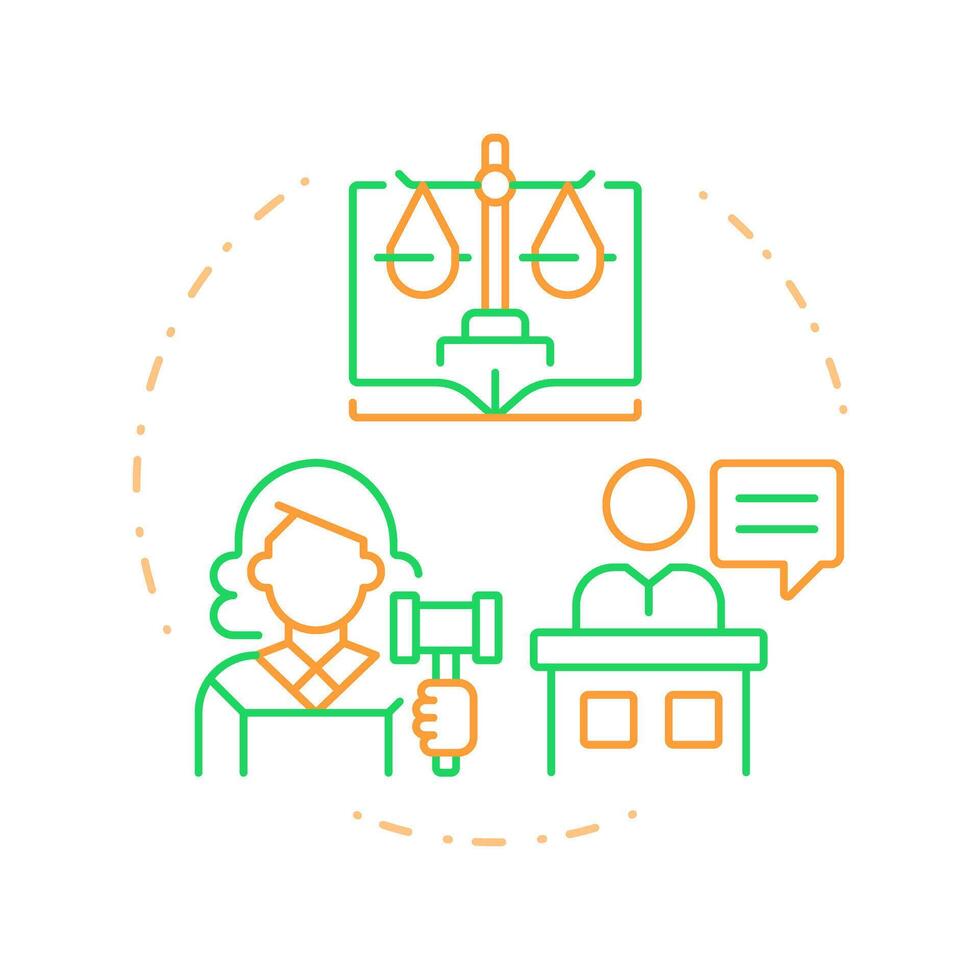 Fair trial right duo tone concept icon. Equal protection. Freedom, legislation. Round two color outline illustration. Abstract design. Easy to use in infographic, presentation vector