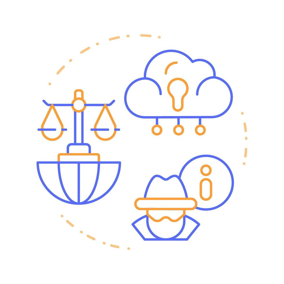 Privacy right duo tone concept icon. Cyber security. System, access. Hacking, crime. Round two color outline illustration. Abstract design. Easy to use in infographic, presentation vector