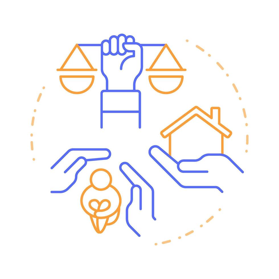 Asylum right duo tone concept icon. Social protection, shelter. Society support. Round two color outline illustration. Abstract design. Easy to use in infographic, presentation vector