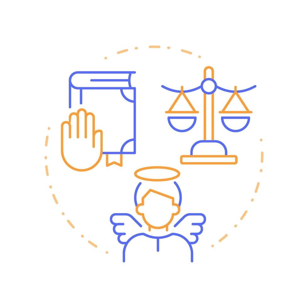 Innocence presumption duo tone concept icon. Public trial, law equality. Legal system. Round two color outline illustration. Abstract design. Easy to use in infographic, presentation vector