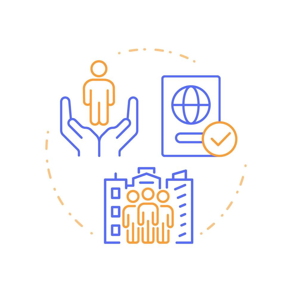 Nationality right duo tone concept icon. Human dignity, citizenship. Ethnicity, culture. Round two color outline illustration. Abstract design. Easy to use in infographic, presentation vector