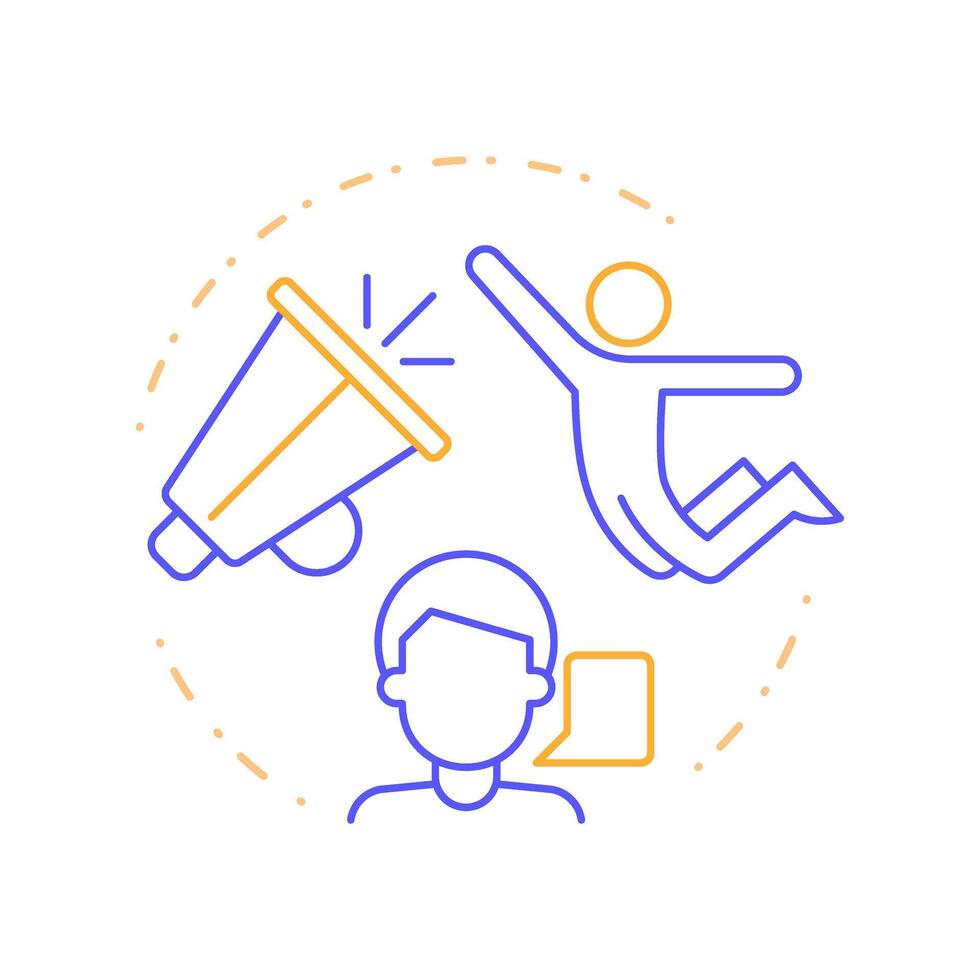Expression freedom duo tone concept icon. Cultural acceptance, personal opinion. Round two color outline illustration. Abstract design. Easy to use in infographic, presentation vector