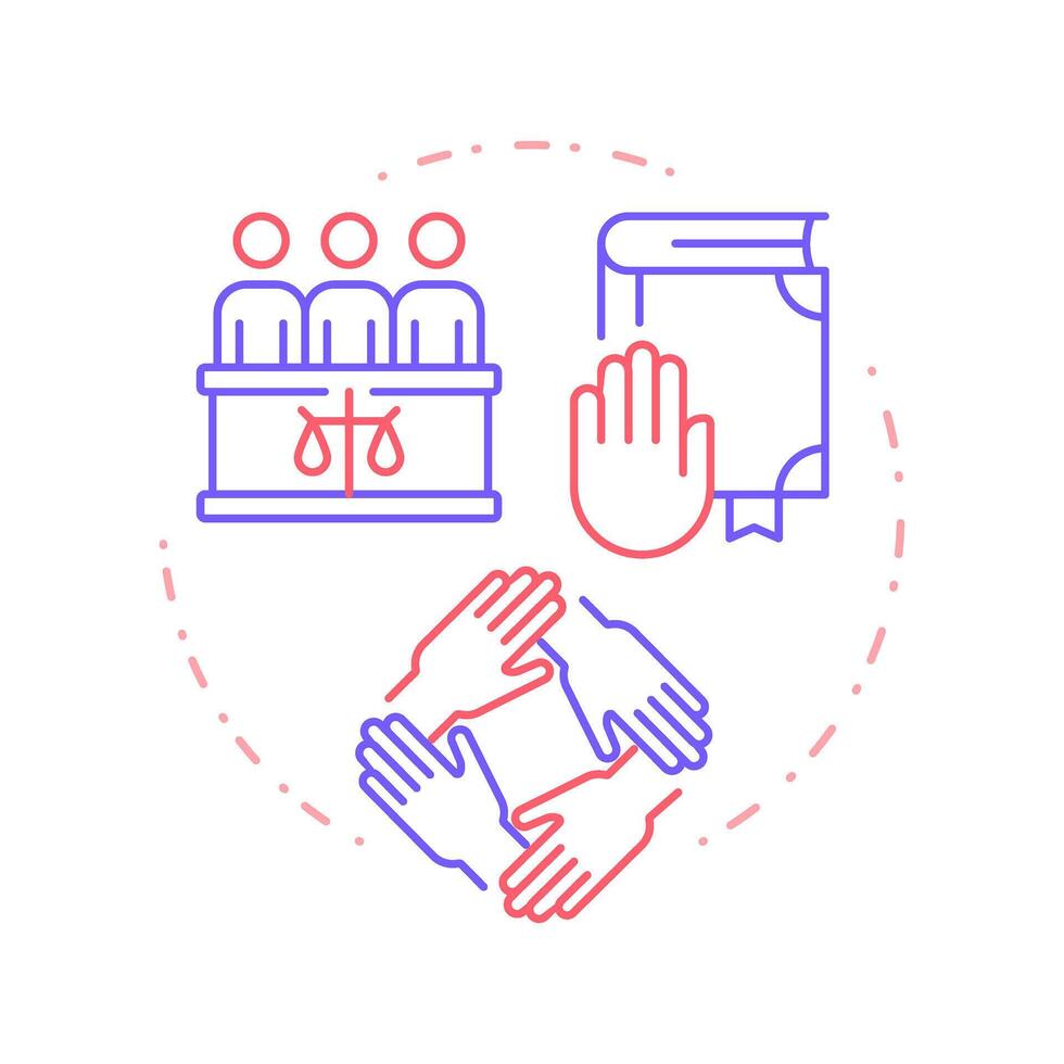 Community duties duo tone concept icon. Collective welfare, civil engagement. Round two color outline illustration. Abstract design. Easy to use in infographic, presentation vector