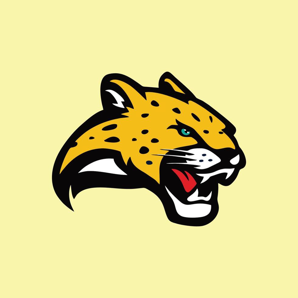 A jaguar head on a yellow background vector