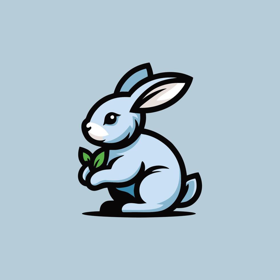 A cartoon rabbit sitting on a blue background vector