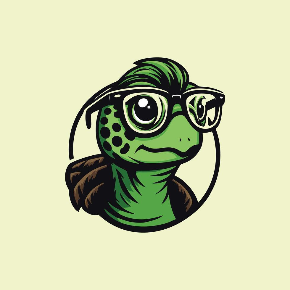 A turtle wearing glasses and a hat vector