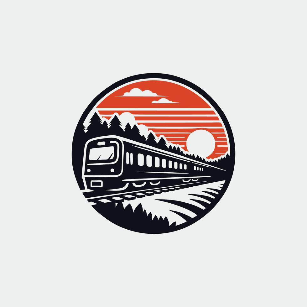 A train is traveling through the forest vector