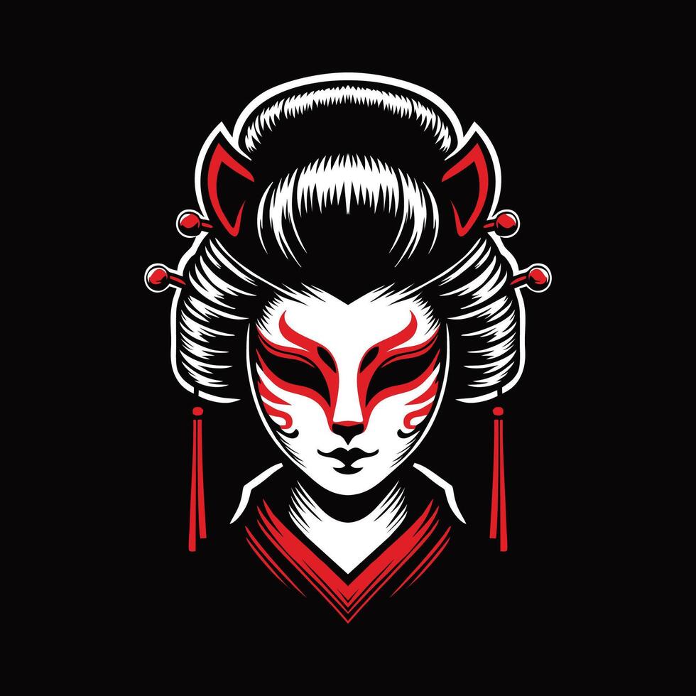 Geisha girl japanese design art illustration logo mascot vector